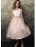Satin Tulle Flower Girl Dress With Rhinestone Belt